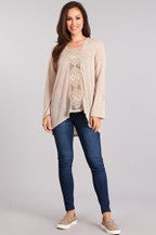 SOLID KNIT HOODIE TUNIC-Peach